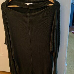 Versatile and stretchy bateau-neck  dark olive green top from Velvet size small